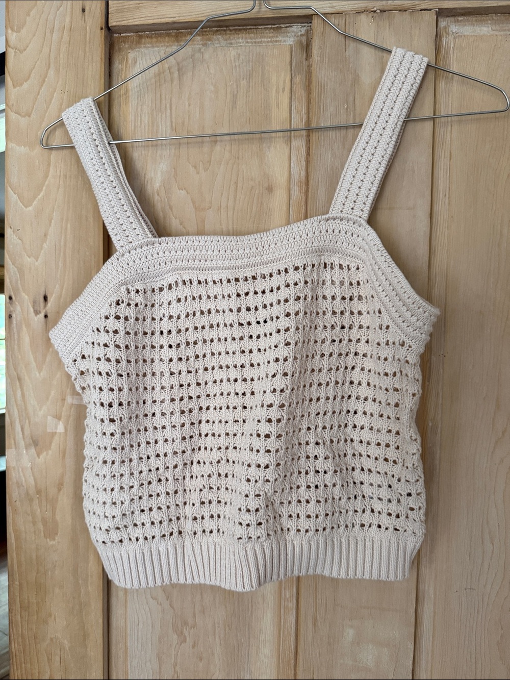 Universal Thread Cream Crochet Crop Tank